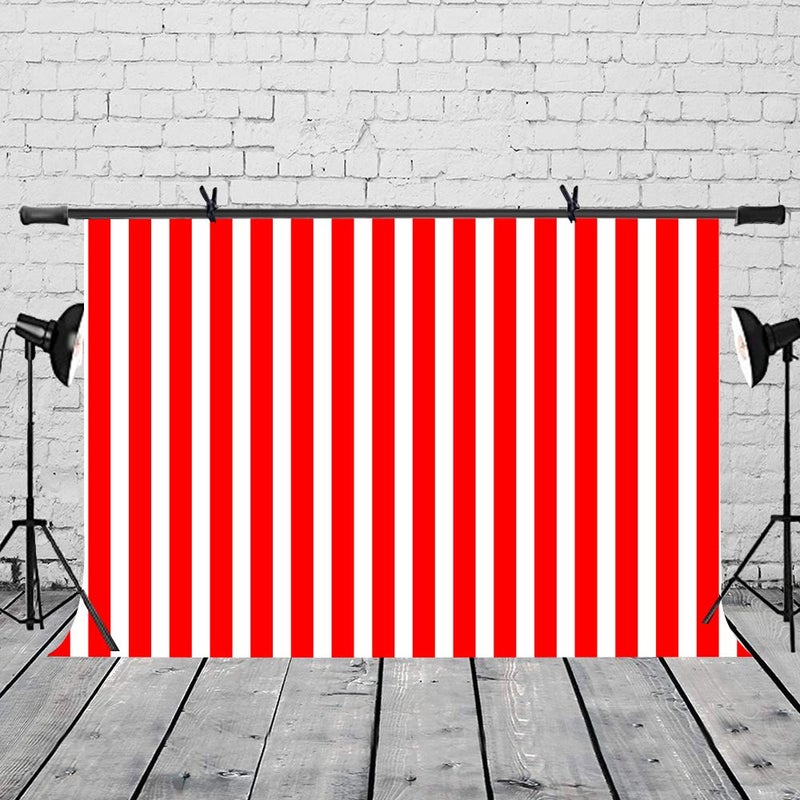 LYLYCTY 7x5 Birthady Backdrop Movie Theater Themed Party Decorations Big Top Circus Theme Party Supplies Banner Red and White Striped Background LYZY0503 - Image 3